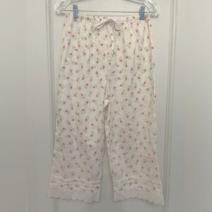NOS Cotton Delicate Rose Print Pajama Pants Small Doen-Like